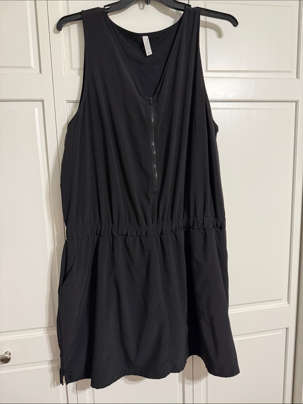 Black Sleeveless Zip-Front Women’s Dress with built in shorts